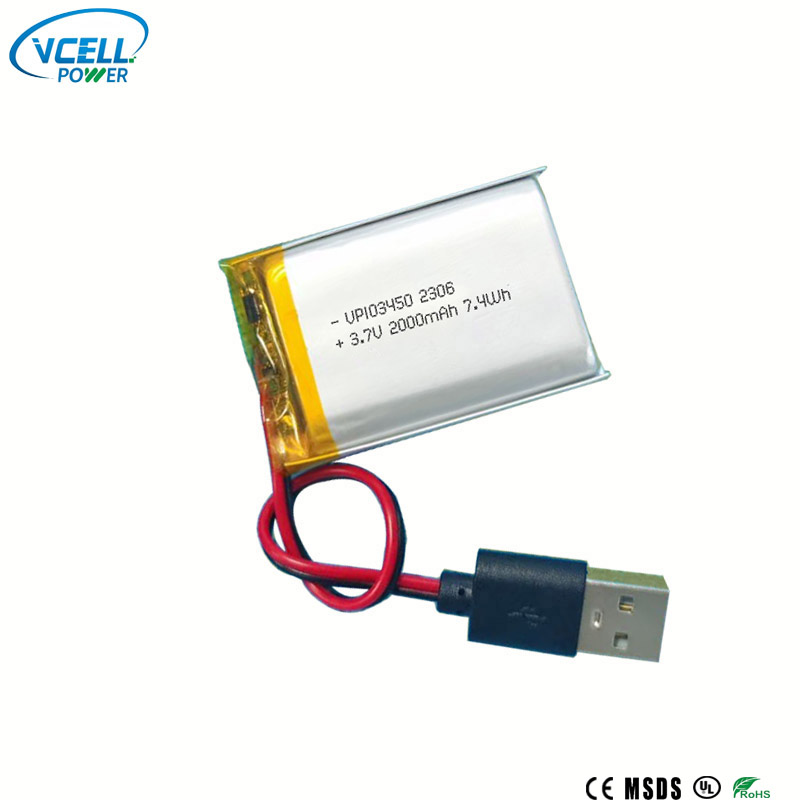 3.7V 2000mAh 103450 LI Bateri Polimer
